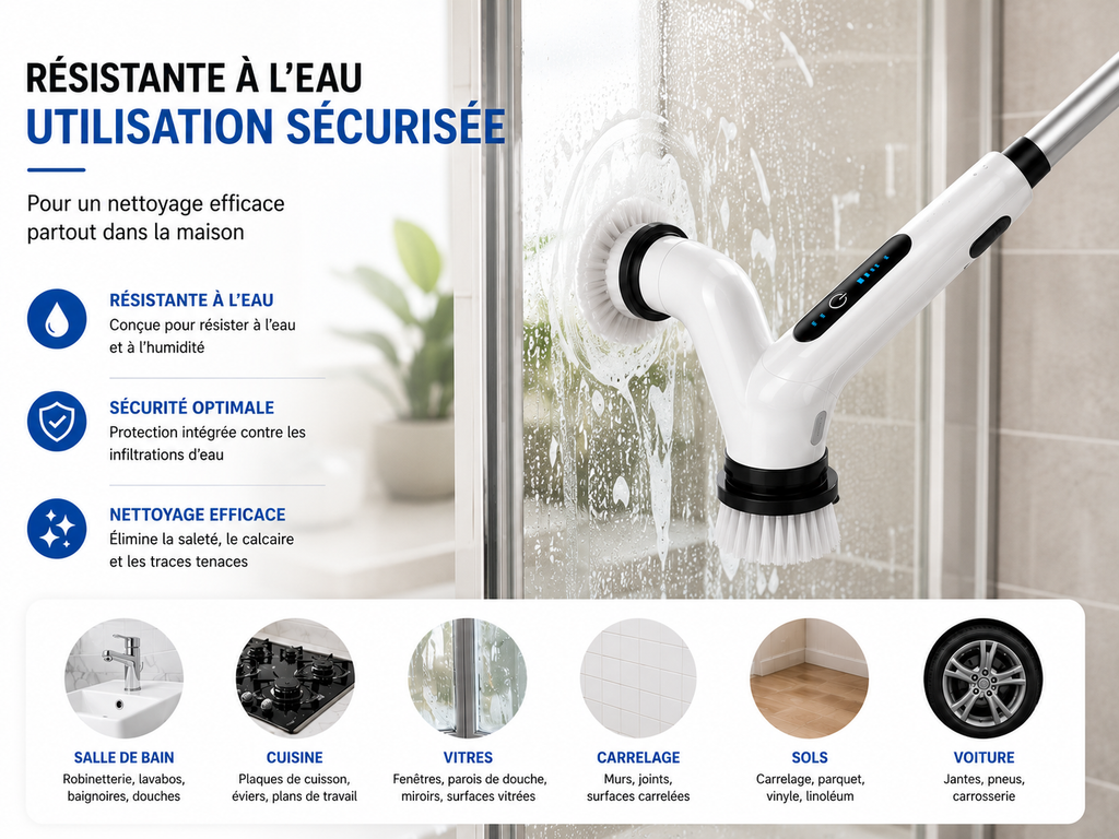 Brosse Électrique CleanNova™ – Nettoyage Sans Effort 8-en-1