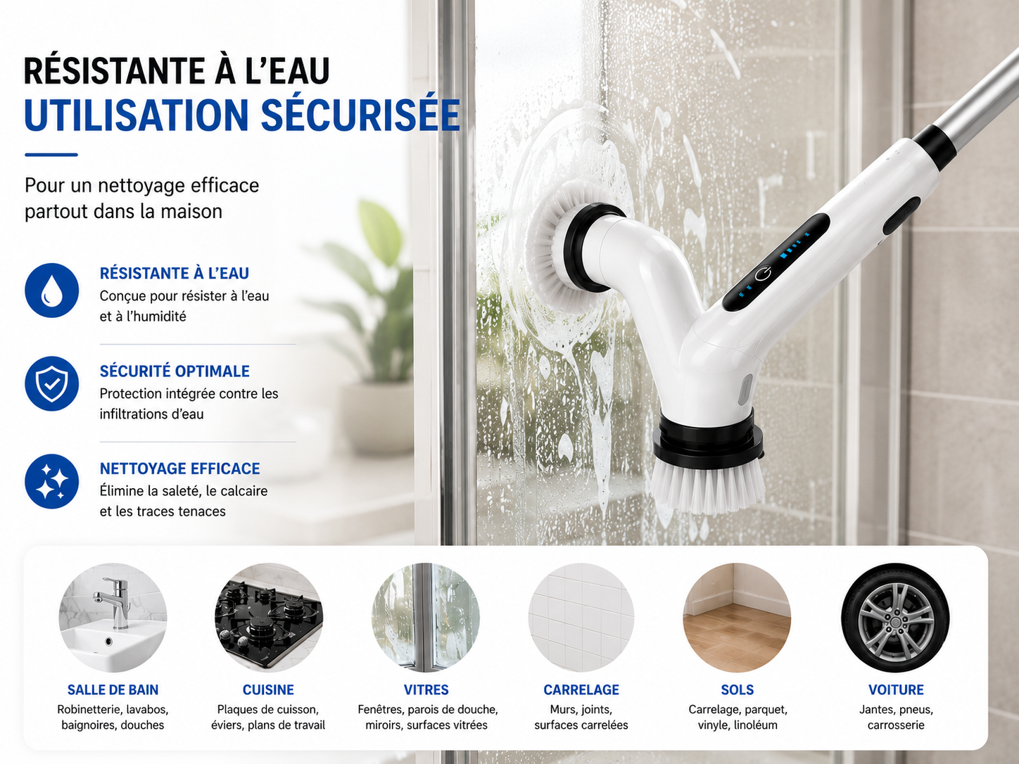 Brosse Électrique CleanNova™ – Nettoyage Sans Effort 8-en-1