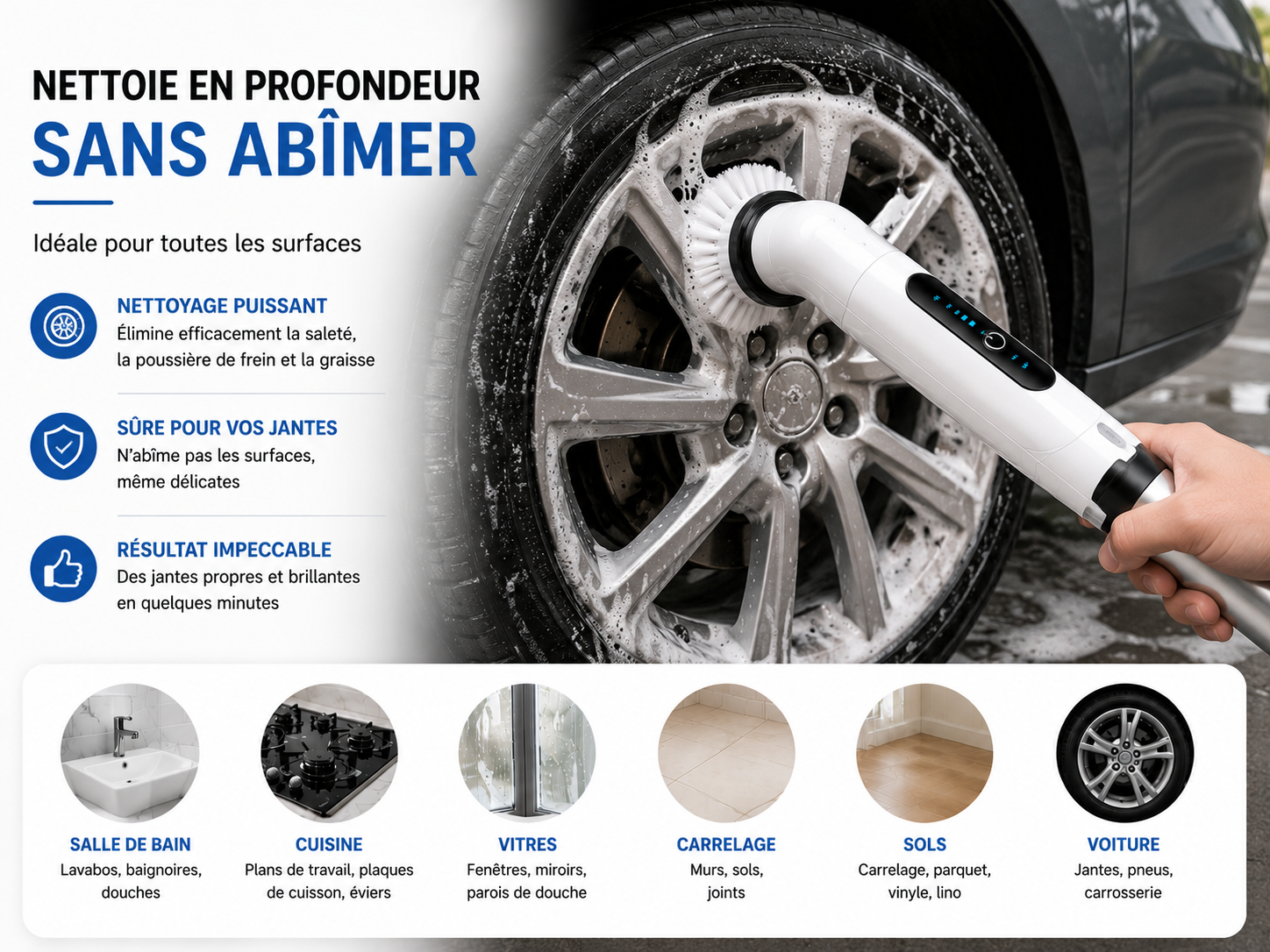 Brosse Électrique CleanNova™ – Nettoyage Sans Effort 8-en-1